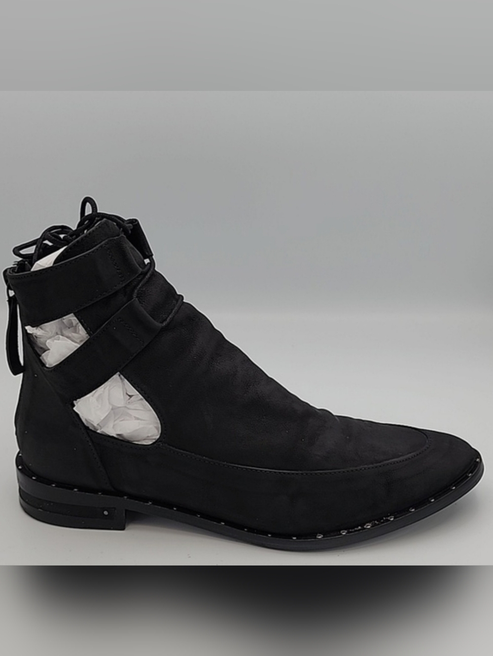 Freda Salvador Black Cutout Suede Ankle Boot